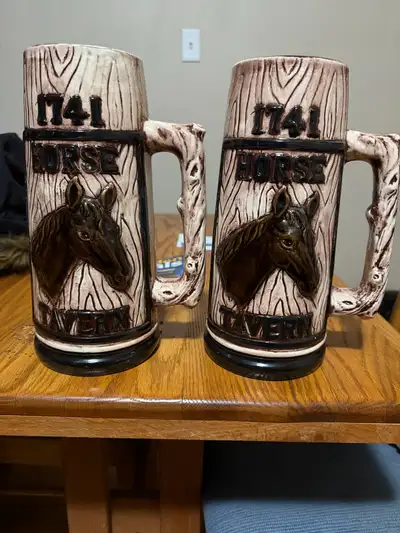 These used 1741 Horse Tavern mugs would be an amazing addition to your bar. They have a great log ca...