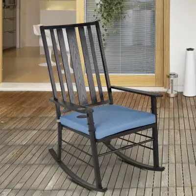 Outdoor Patio Rocker Armchair with Cup Holder, View more