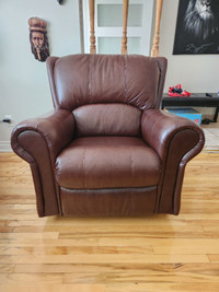 Brown real leather couch (single)