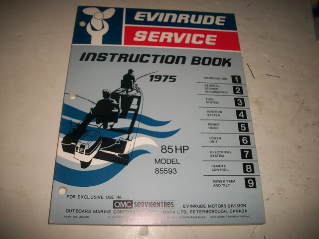 1975 Evinrude Shop Service Manuals. Clean! in Boat Parts, Trailers & Accessories in Belleville - Image 3