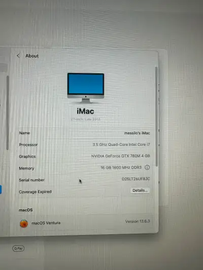 iMac late2013 macOS ventura i7 27-inch, View more