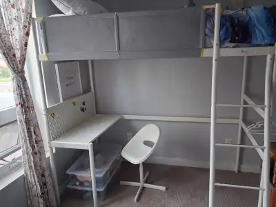 IKEA Vitval Loft bed with desk top, Twin, View more