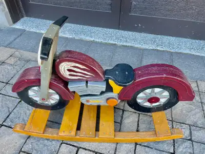Vintage "Harley Davidson" Wood Constructed Rocking Motorcycle, View more