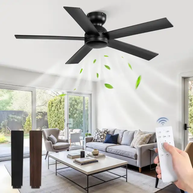 48 Inch Flush Mount Ceiling Fan no Light, Black in Indoor Lighting & Fans in Mississauga / Peel Region - Image 7