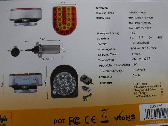 Farm Equipment Towing Light Kit Wireless Rechargeable Magnetic in Other Parts & Accessories in Trenton - Image 2