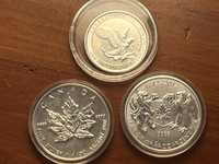 1 oz 2003 Maple and 1/2 2015 Bald Eagle (1.5 oz) silver coins