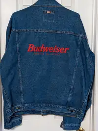 Vintage Canada made XL size Budweiser beer denim jeans jacket