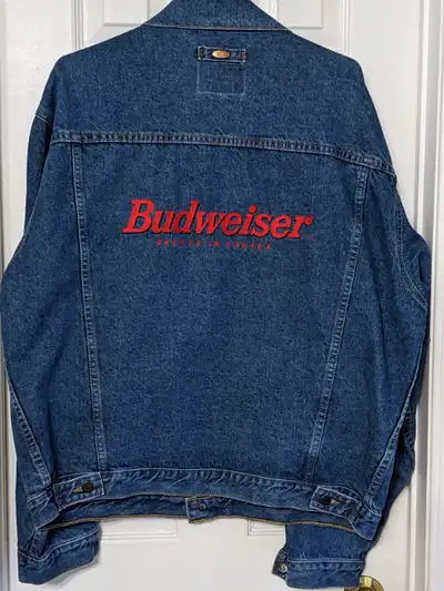 Vintage Canada made XL size Budweiser beer denim jeans jacket, View more