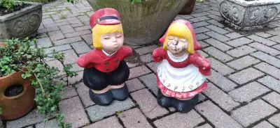 KISSING COUSIN'S DUTCH LAWN/YARD ORNAMENTS, SUPER CUTE CONVERSATION PIECE, FROM THE 1960"S, SELL $39...