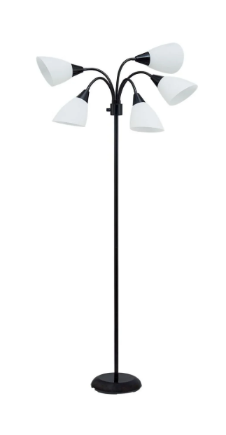 5-Head Floor Lamp – Multi-Directional Lights, 66.5” Black, View more