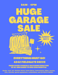 Huge Garage Sale – May 5 – Everything Must Go!