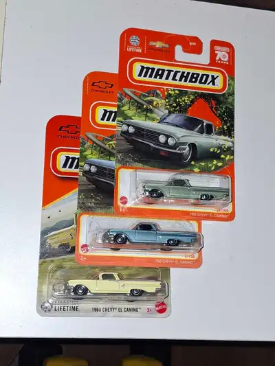 - 1960 Chevy El Camino - Matchbox lot of 3 variations - 1/64 scale diecast cars - $15 for the lot -...