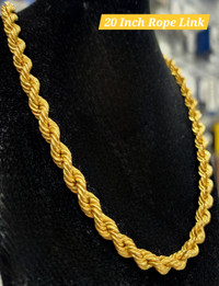 21.627g 22K Yellow Gold Rope Link Necklace