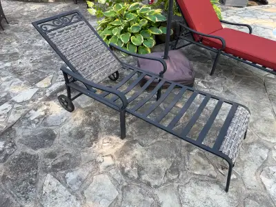 6 Outdoor lounge chairs and 6 mint condition cushions, View more
