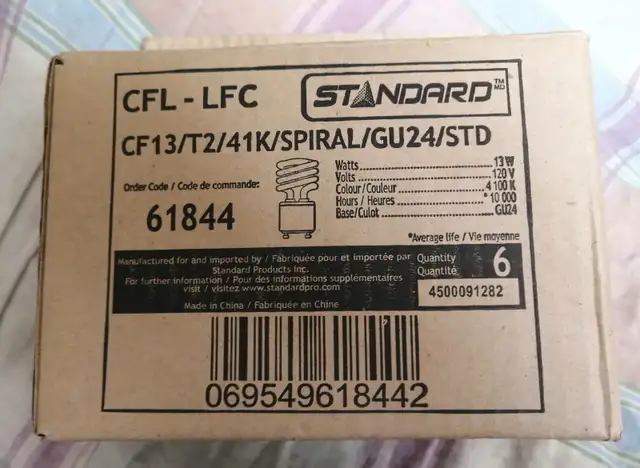 12PCS  STANDARD CFL T2  13W SPIRAL GU24 STANDARD BULBS NEW in Indoor Lighting & Fans in Mississauga / Peel Region - Image 3