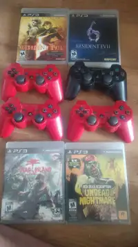 4 Playstation 3 controllers + 4 zombie games 