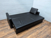 Black leather sofabed - free delivery