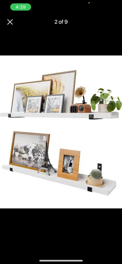 Natural Wood Floating Shelves with Lip, 36 Inch Long White Float, View more