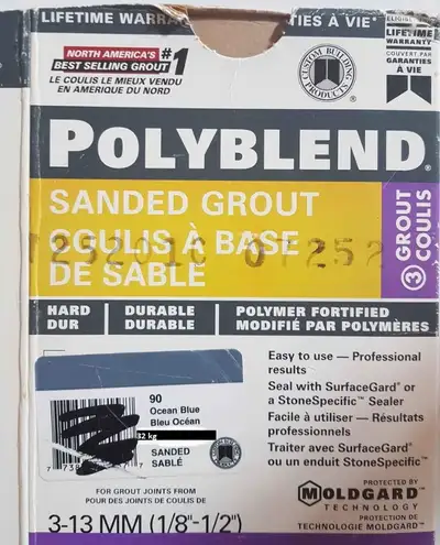 5 gallon pale 32 kg  of Ocean blue  tile grout  polyblend, View more