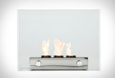 Standalone Brushed Silver Fireplace, View more