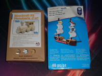 Lot of 2 Woodcraft Kit Train 3D Wooden Kit Pirate Ship Brand NEW