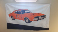 Hand painted wall mural of the general lee 