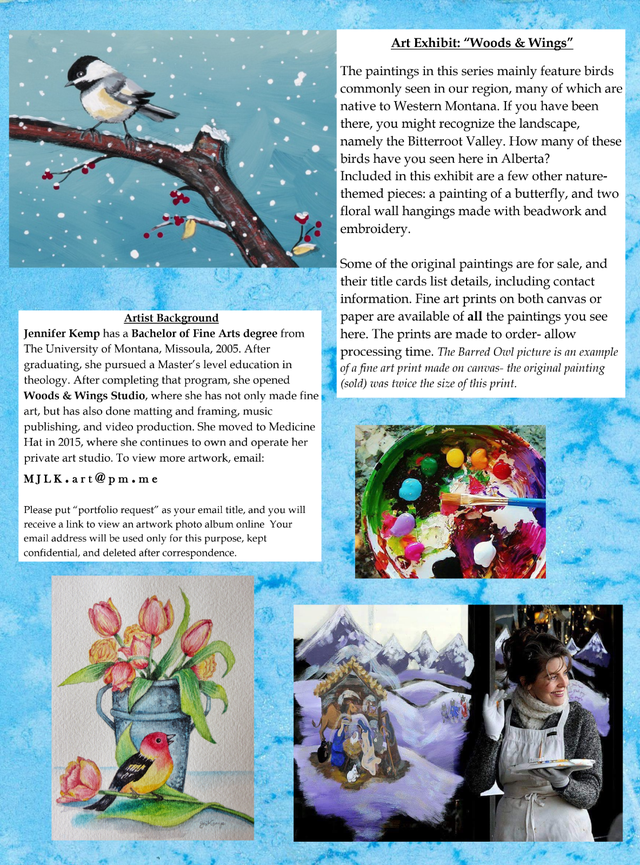 Library Art Exhibit, July: "Woods & Wings"