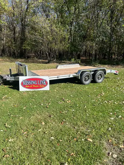SALE PRICE $8900 was $9500 , 2026 JFAB All Aluminum 18’ (16 plus 2’ dove Car Hauler , two 5200 axles...