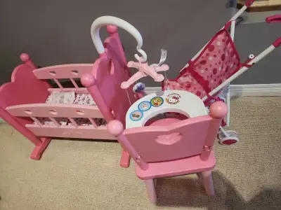 Baby Doll Accessories: Crib, Hi Chair, Stroller, View more