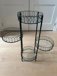 Four tier metal and glass plant stand