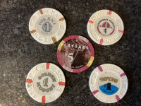 5 REAL CASINO CHIPS
