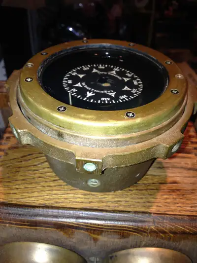 VINTAGE SOLID BRASS E.S. RITCHIE SHIP'S COMPASS PEMBROKE, MASS., View more