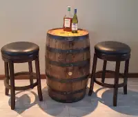 Oak Whiskey Barrel/Bar Stools