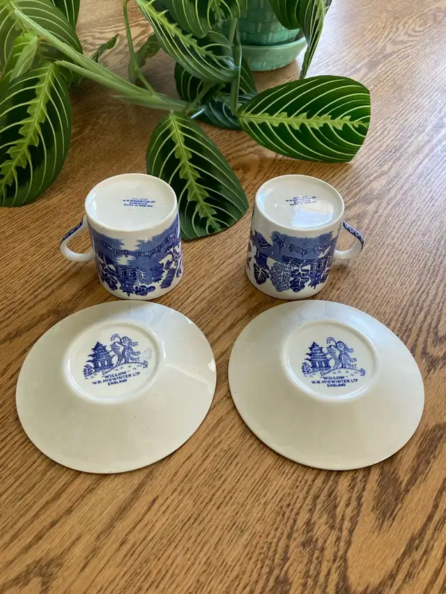 Vintage Willow Pattern Espresso Cups65585441403393121