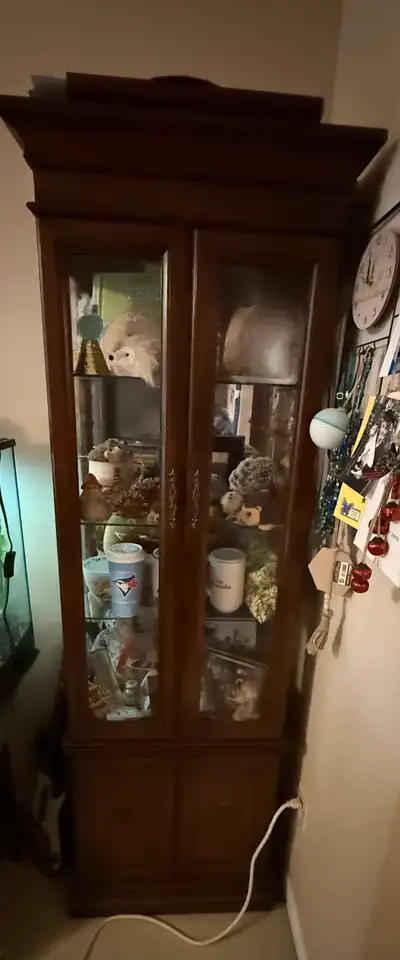 Wooden Curio Cabinet with Glass Doors, View more