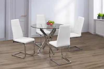 Luxury Round Glass Dining Table Set with 4 Chairs, View more