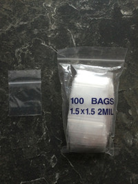 Reclosable plastic bag 2 mil 1-1/2” x 1-1/2”