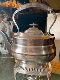 Antique Kettle Tea Pot in art Deco style with stand &warmer
