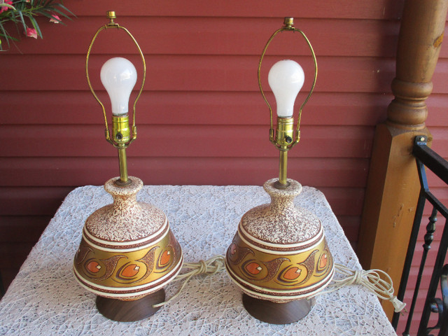Mid Century Modern Table Lamps in Chalkware with Original Shades in Indoor Lighting & Fans in New Glasgow - Image 2