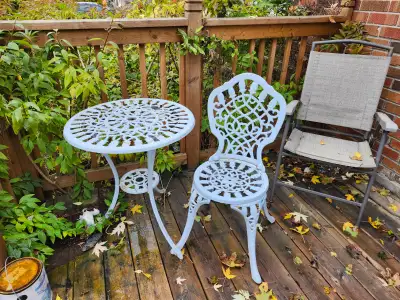 Cast iron outdoor table and chair set, View more