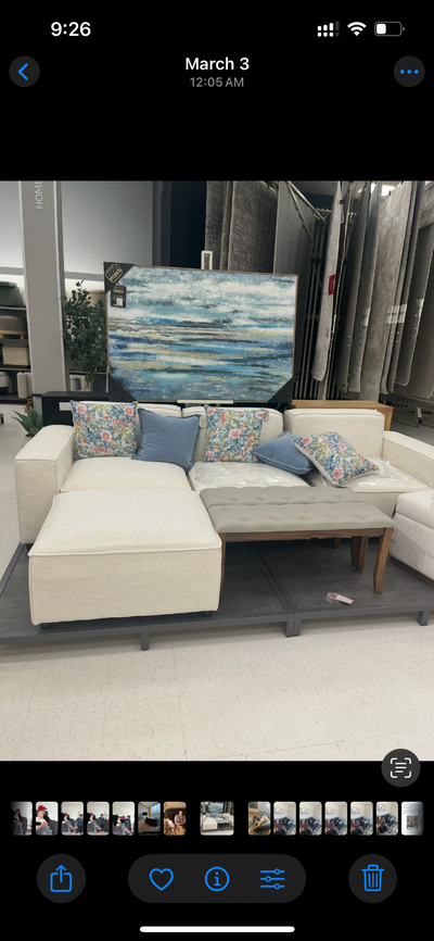 Linen sectional sofa with ottoman, View more