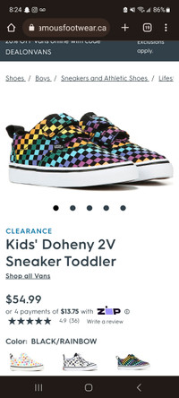 Kids size 7 rainbow Vans running shoes sneakers