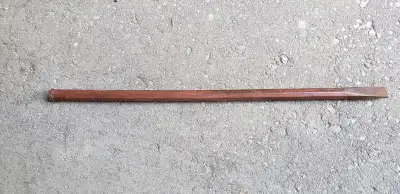 Extra-long vintage heavy-duty steel chisel hand tool * hexagonal shaft with striking cap & pointed b...