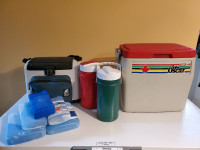 Coolers, thermos jugs and ice packs