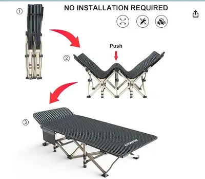 Folding Camping Cot-450 lbs - Tent Folding Bed -Adult-Large Size, View more