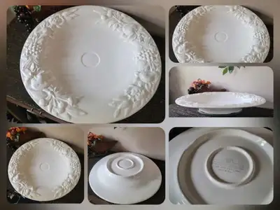 White Ceramic Embossed Fruit & Vegetables Design Serving Dishes, View more
