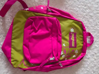 sac a dos rose et vert et dessins fleurs avec pochette avant NEU, View more