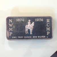 1 Oz. .999 Pure Silver Bar '1874-1974 NWMP & RCMP Anniversary!