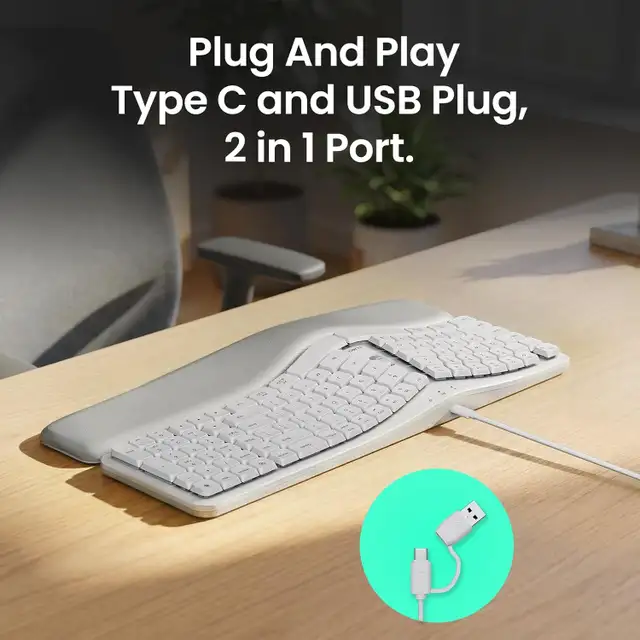Nulea HA398 Ergonomic Split Wired Keyboard Palm Rest Full Size585103436070277127