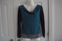 Womens Top by Mexx, Grey & Blue Thin Cotton Dropneck size XS